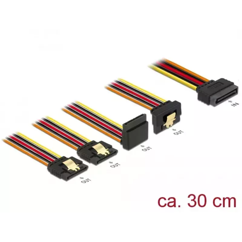 Cable SATA DeLOCK 60148 0,3 m SATA 15 polos 4 x SATA 15 polos beige naranja rojo amarillo