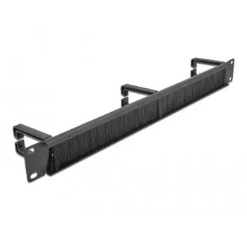 Panel pasacables DeLOCK 19 pulgadas regleta de cepillo para gestión de cables con 3 ganchos 1U negro