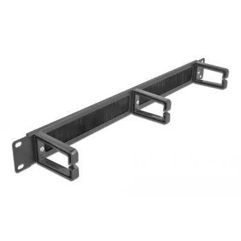 Panel pasacables DeLOCK 19 pulgadas regleta de cepillo para gestión de cables con 3 ganchos 1U negro