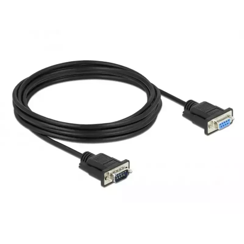 DeLOCK 86619 Cable alargador serie, DB-9 macho a DB-9 hembra, 4 m, negro