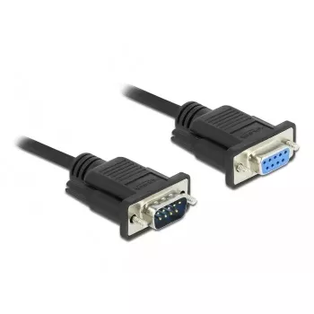DeLOCK 86619 Cable alargador serie, DB-9 macho a DB-9 hembra, 4 m, negro