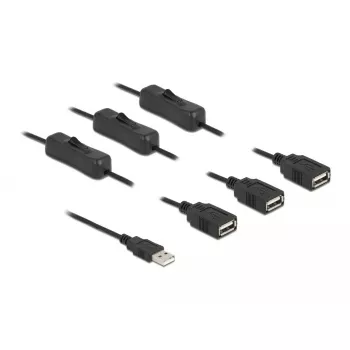 Conector macho USB Type-A a 3 x conector hembra USB Type-A con interruptor 1 m DeLOCK 86804