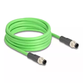 Cable de red DeLOCK M12 codificado D de 4 polos conector macho a conector macho PUR (TPU) 5 m