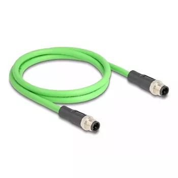 Cable de red DeLOCK M12 codificado D de 4 polos conector macho a conector macho PUR (TPU) 1 m