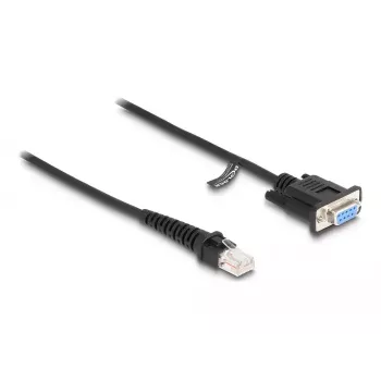 Cable espiral DeLOCK RJ50 conector macho a D-Sub 9 conector hembra 1,5 m negro