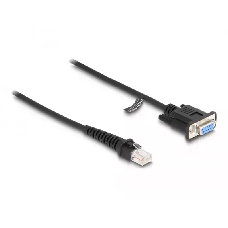 Cable espiral DeLOCK RJ50 conector macho a D-Sub 9 conector hembra 1,5 m negro