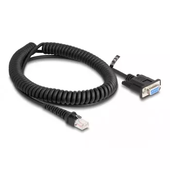 Cable espiral DeLOCK RJ50 conector macho a D-Sub 9 conector hembra 1,5 m negro