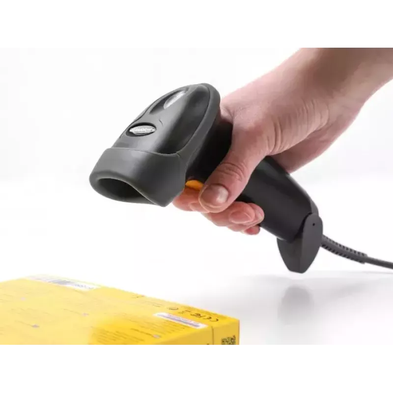 Lector de códigos de barras USB DeLOCK 1D Láser Negro de mano con cable 2 m de cable