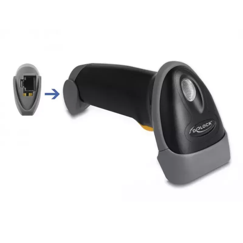 Lector de códigos de barras USB DeLOCK 1D Láser Negro de mano con cable 2 m de cable
