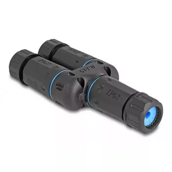 Conector de cable DeLOCK RJ45 hembra a 2 x RJ45 hembra Cat.6A sumergible