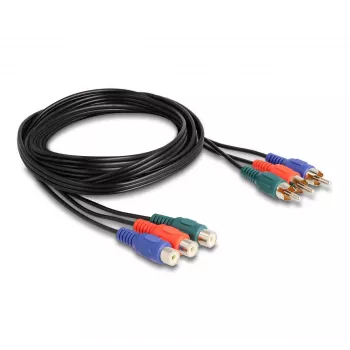 Cable prolongador RCA RGB DeLOCK 3 x macho a 3 x hembra 1 m