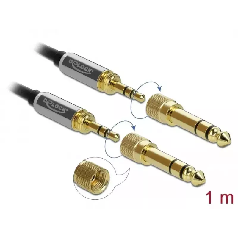Cable de audio DeLOCK 85785 1 m 3,5 mm negro gris
