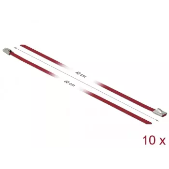 Bridas DeLOCK 18779 acero inoxidable rojo 400 mm 10 uds.