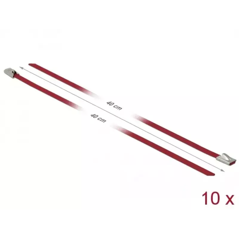 Bridas DeLOCK 18779 acero inoxidable rojo 400 mm 10 uds.