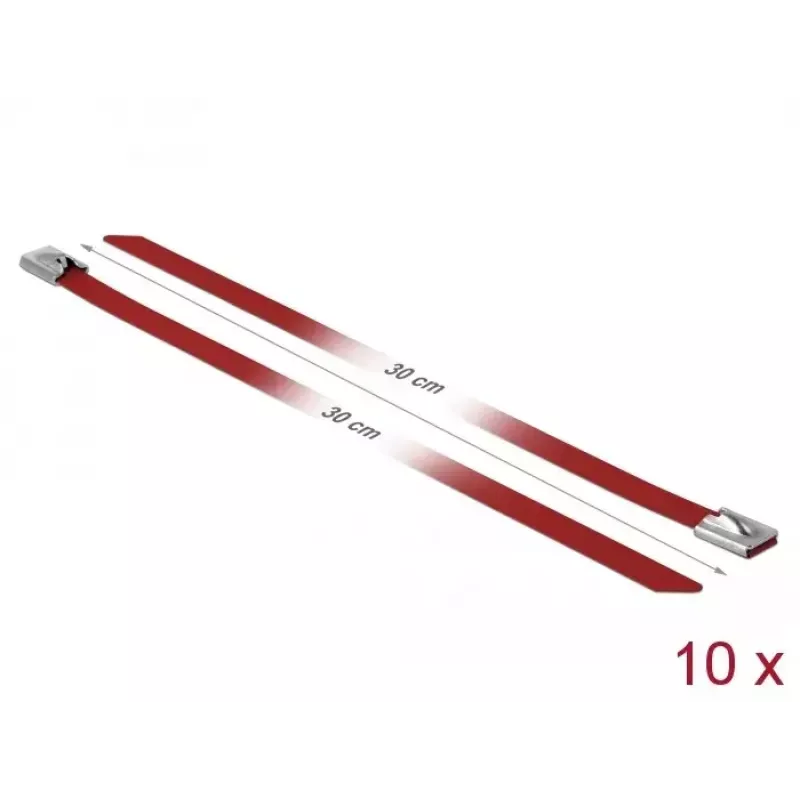 Bridas DeLOCK 18782 acero inoxidable rojo 300 mm 10 uds.