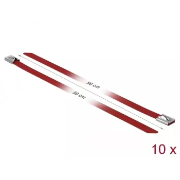 Bridas DeLOCK 18784 acero rojo 500 mm 10 uds.