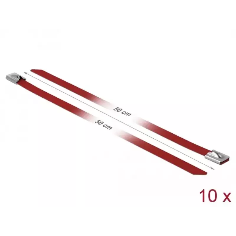 Bridas DeLOCK 18784 acero rojo 500 mm 10 uds.