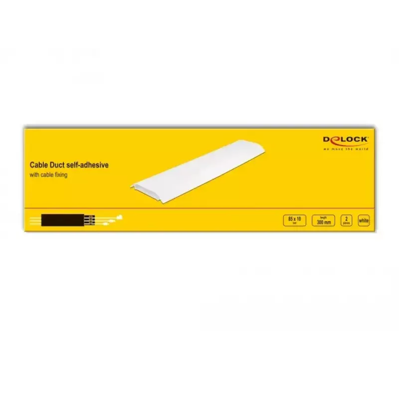 Canaleta de cables DELOCK 20886, polipropileno, blanco, 300×85×10 mm, 2 uds.