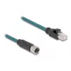 Cable adaptador DeLOCK M12 X-codificado, 8 polos, hembra a RJ45, macho, 50 cm