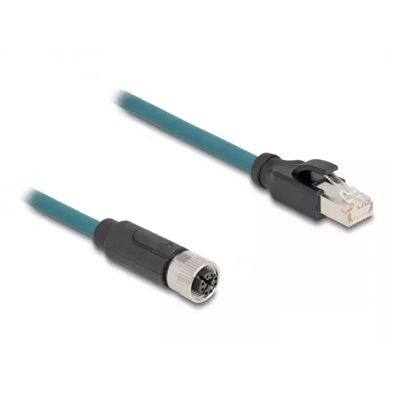 Cable adaptador DeLOCK M12 X-codificado, 8 polos, hembra a RJ45, macho, 50 cm