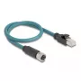 Cable adaptador DeLOCK M12 X-codificado, 8 polos, hembra a RJ45, macho, 50 cm