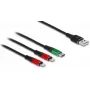 Cable de carga DeLOCK USB 3 en 1 Type-A a 2 × Lightning USB Type-C 1 m