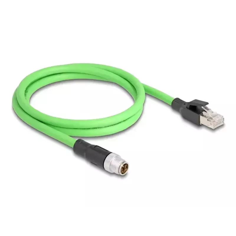 Cable de red DeLOCK M12 X-codificado 8 polos macho a RJ45 macho PUR TPU 2m