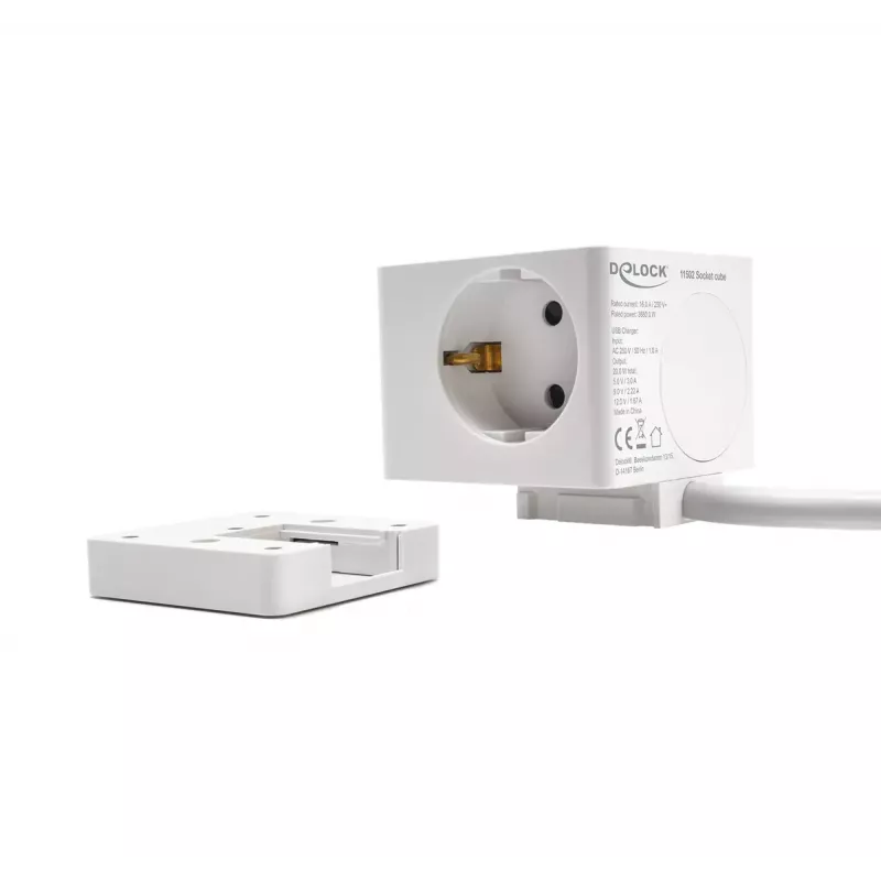 DeLOCK 11502 alargador de corriente 1,5 m 3 tomas AC interior blanco