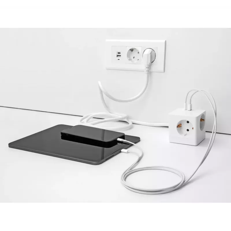DeLOCK 11502 alargador de corriente 1,5 m 3 tomas AC interior blanco