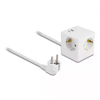 DeLOCK 11502 alargador de corriente 1,5 m 3 tomas AC interior blanco