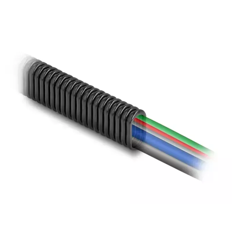 Funda protectora de cables ovalada flexible de plástico DELOCK 13,6 x 6,3 mm, 5 m, negro
