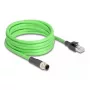 Cable de red DeLOCK M12 D-codificado 4 polos conector macho a conector macho RJ45 PUR (TPU) 2 m