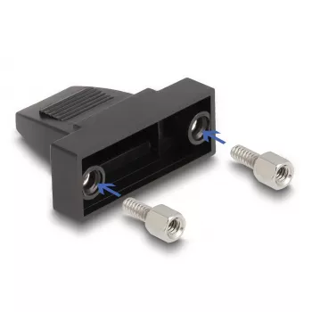 Pasacables DELOCK carcasa D-Sub 9 polos para cable plano, plástico, negro, 25×32×14 mm