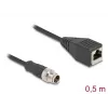 Cable DeLOCK M12 X-codificado 8 pines conector macho a conector hembra RJ45 Cat5e 0,5 m negro