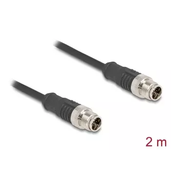 Cable de red DeLOCK M12 X-codificado 8 polos conector macho a conector macho Cat5e 2 m negro