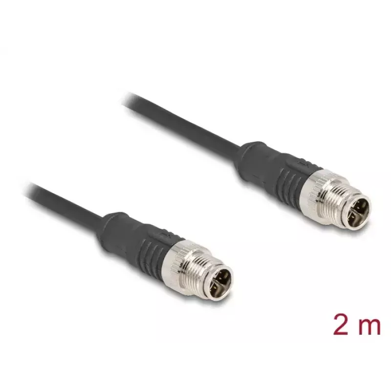 Cable de red DeLOCK M12 X-codificado 8 polos conector macho a conector macho Cat5e 2 m negro