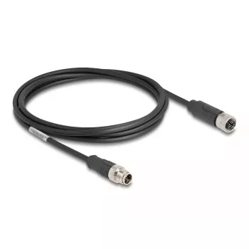 Cable de red DeLOCK M12 X-codificado 8 polos conector macho a conector hembra Cat5e 2 m negro