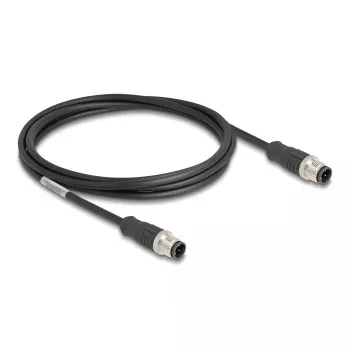 Cable de red DeLOCK M12 D-codificado 4 polos conector macho a conector macho Cat5e 2 m negro