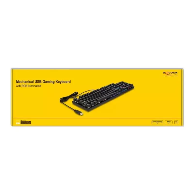 Teclado gaming DeLOCK 12115 USB QWERTZ alemán negro mecánico RGB