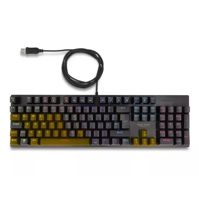 Teclado gaming DeLOCK 12115 USB QWERTZ alemán negro mecánico RGB