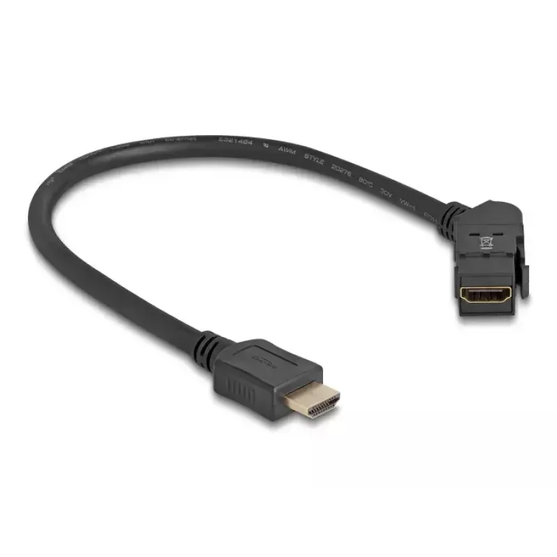 DeLOCK HDMI conector hembra de panel acodado 45° a conector macho HDMI cable 30 cm 8K 60 Hz negro