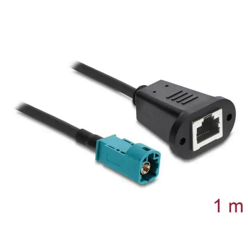 Cable coaxial DELOCK 90699 con conector HSD-Z a RJ-45, 1 m, negro/azul