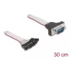 Cable plano RS-232 DELOCK conector hembra de 9 polos a conector macho D-Sub de 9 polos con tuercas, 30 cm, negro/gris