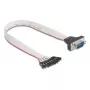 Cable plano RS-232 DELOCK conector hembra de 9 polos a conector macho D-Sub de 9 polos con tuercas, 30 cm, negro/gris