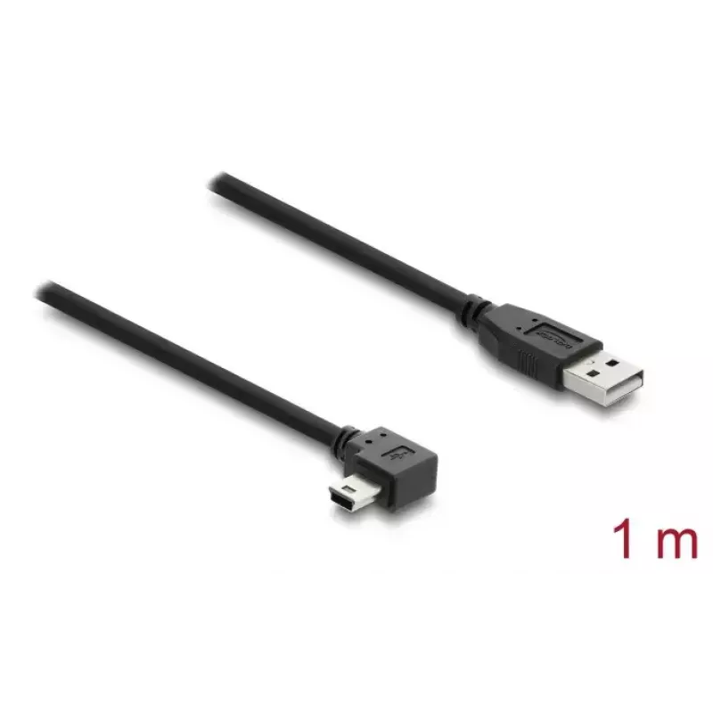 Cable USB 2.0 DELOCK Type-A (macho) a Mini-USB B (macho) acodado, 1 m, negro