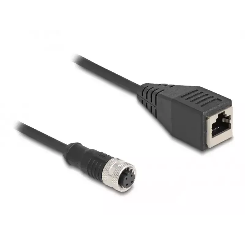Cable adaptador DeLOCK M12 D-codificado 4 polos hembra a hembra RJ45 50 cm