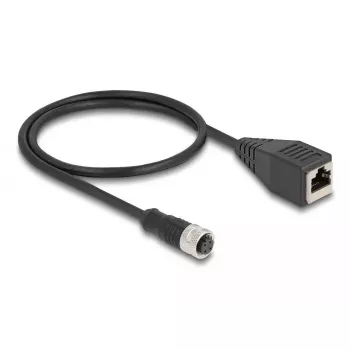Cable adaptador DeLOCK M12 D-codificado 4 polos hembra a hembra RJ45 50 cm