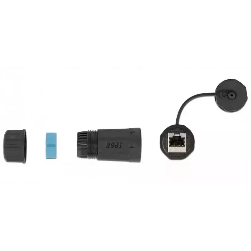 DeLOCK 86701 Acoplador impermeable RJ45 hembra a hembra Cat.6A con tapa, negro