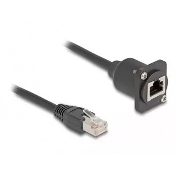 DeLOCK Cable conector D-Type RJ45 macho a hembra Cat.5e negro 20 cm