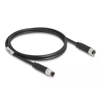 Cable DeLOCK M8 de 4 contactos codificado A conector macho a conector hembra PUR TPU 1 m